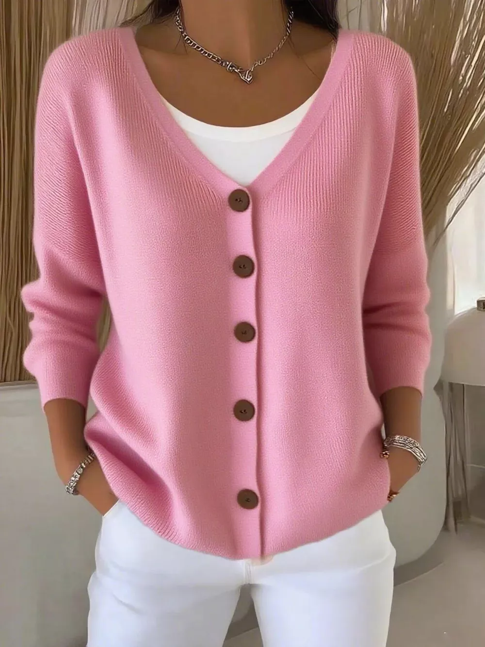 Full Size V-Neck Button-Down Knit Cardigan Plus Size, image 5