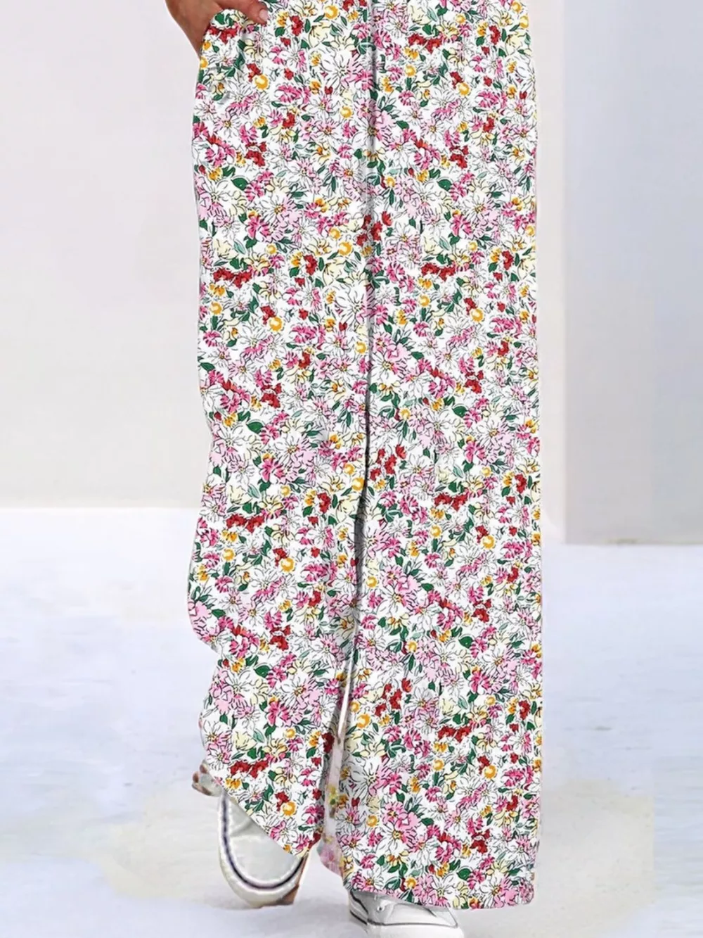 Full Size Floral Print Wide Leg Casual Jumpsuit Plus Size, image 4