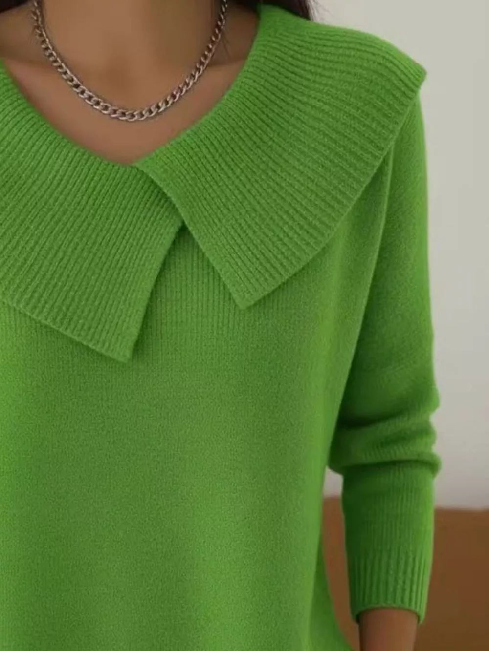 Full Size Wide-Collar Ribbed Knit Sweater Plus Size, image 4