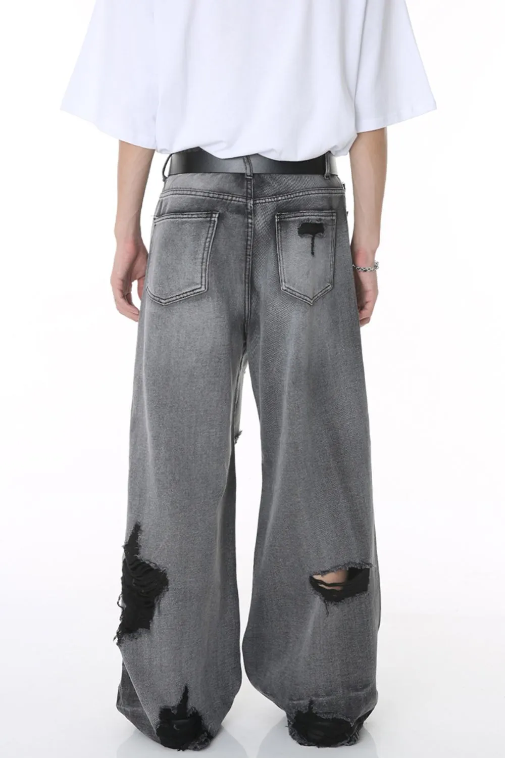 Distressed Wide Leg Jeans with Pockets, image 4