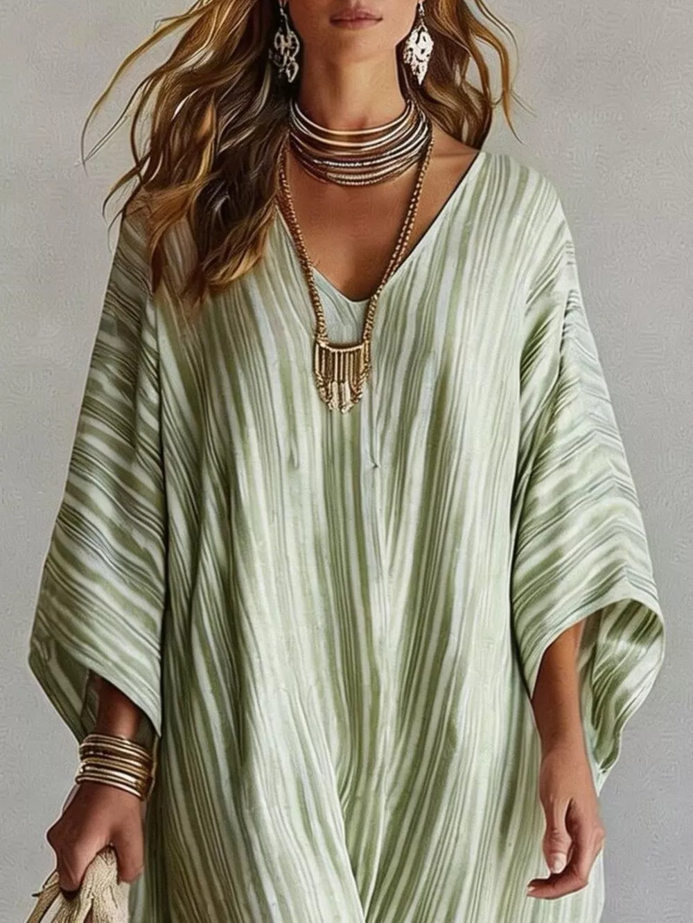 Striped V-Neck Maxi Dress, image 8