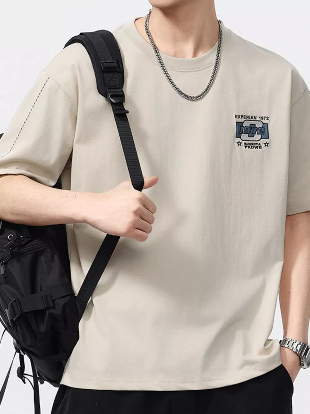 Men's Plus Size Embroidery Pattern Oversized T-Shirt