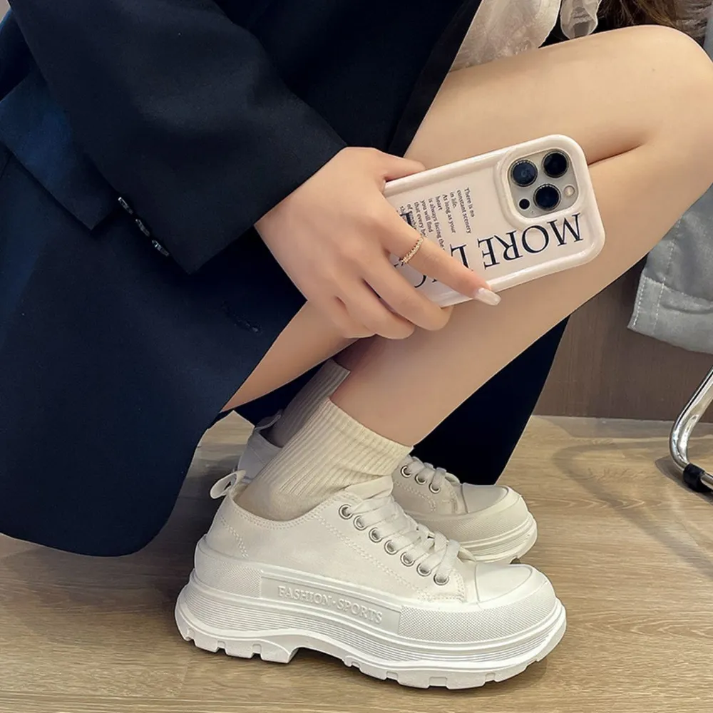 Lace Up Round Toe Platform Sneakers, image 7