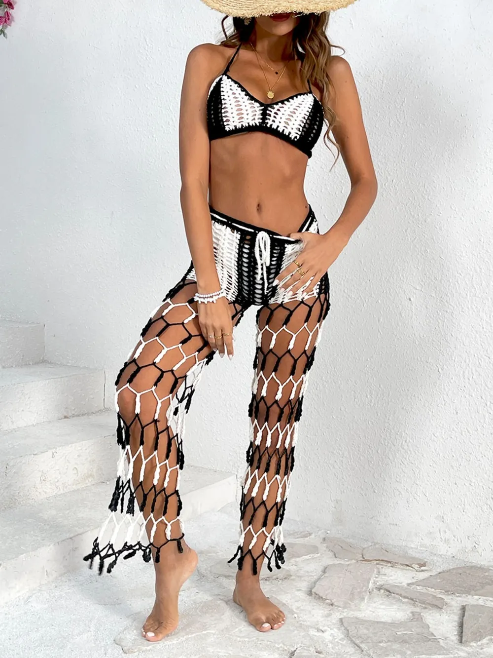 Cutout Halter Neck Top and Pants Two-Piece Swim Set, image 6