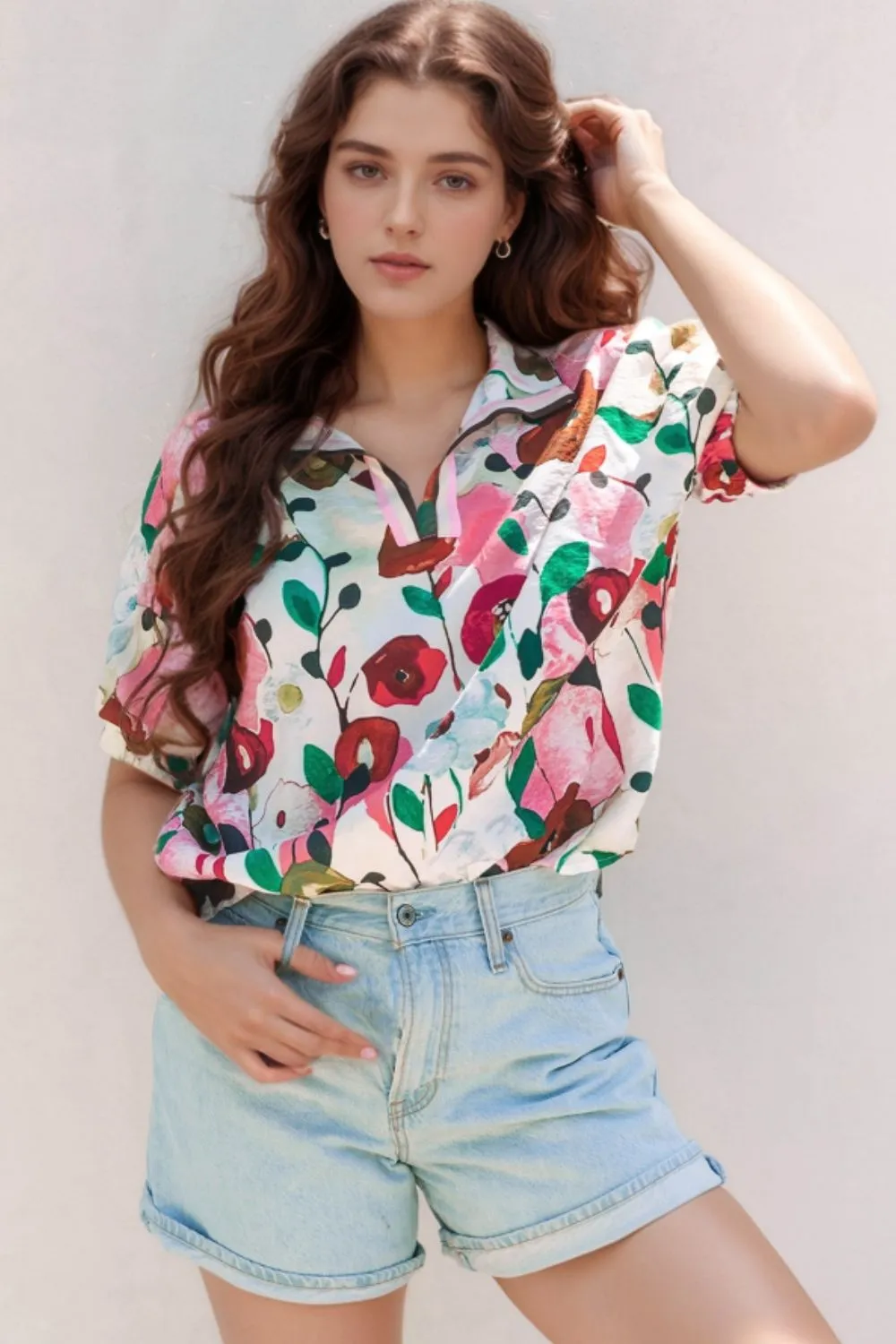 Floral Print Short Sleeve Blouse, image 6
