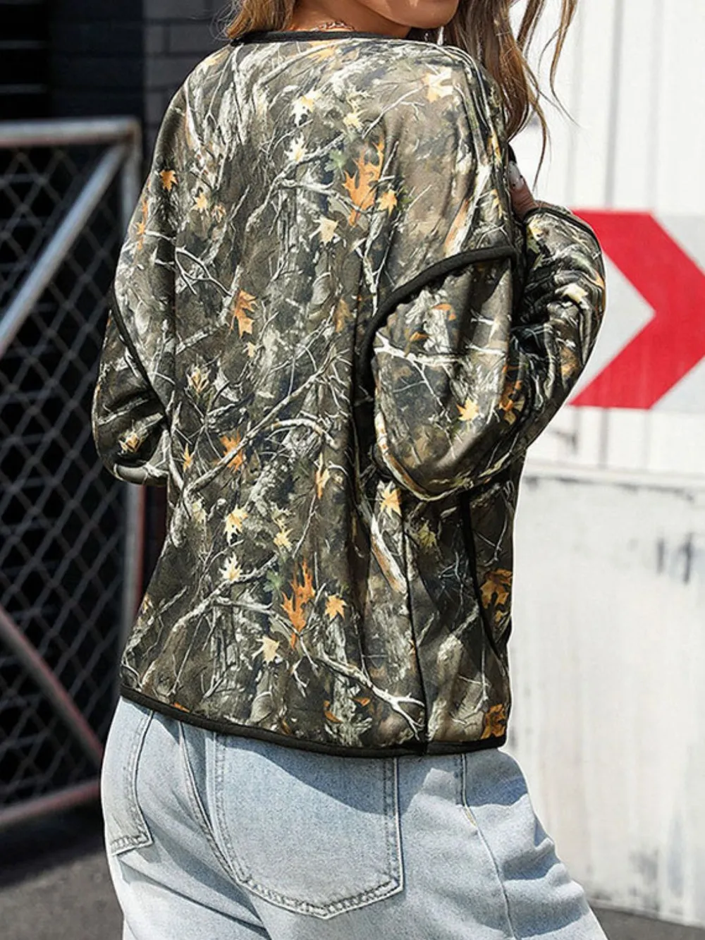 Printed Open Front Long Sleeve Jacket, image 2