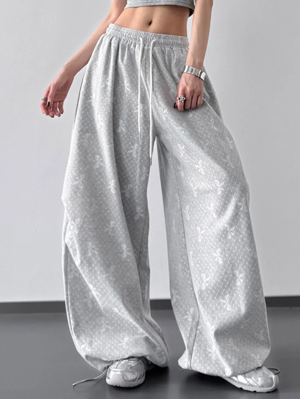 Wide Leg Casual Drawstring Pants, image 2