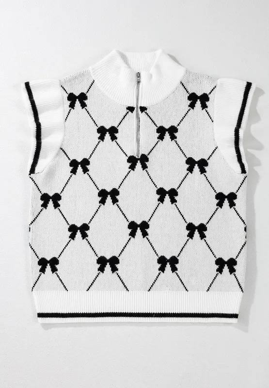 Bow Half Zip Sweater Vest, image 3