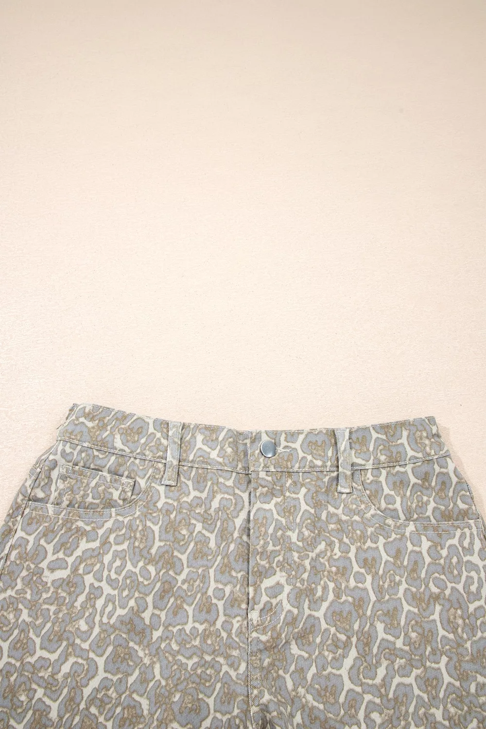 Raw Edge Leopard Print Denim Shorts, image 7