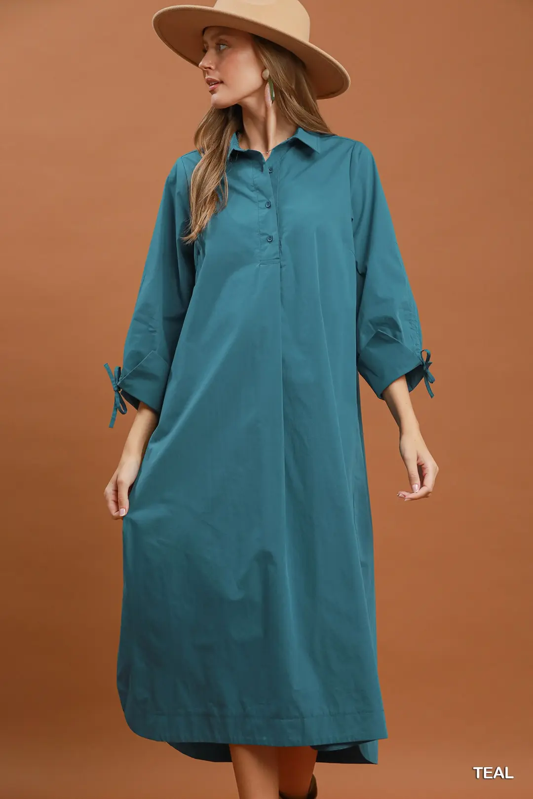 Collared Button Detail Relaxed Midi Dress, image 5