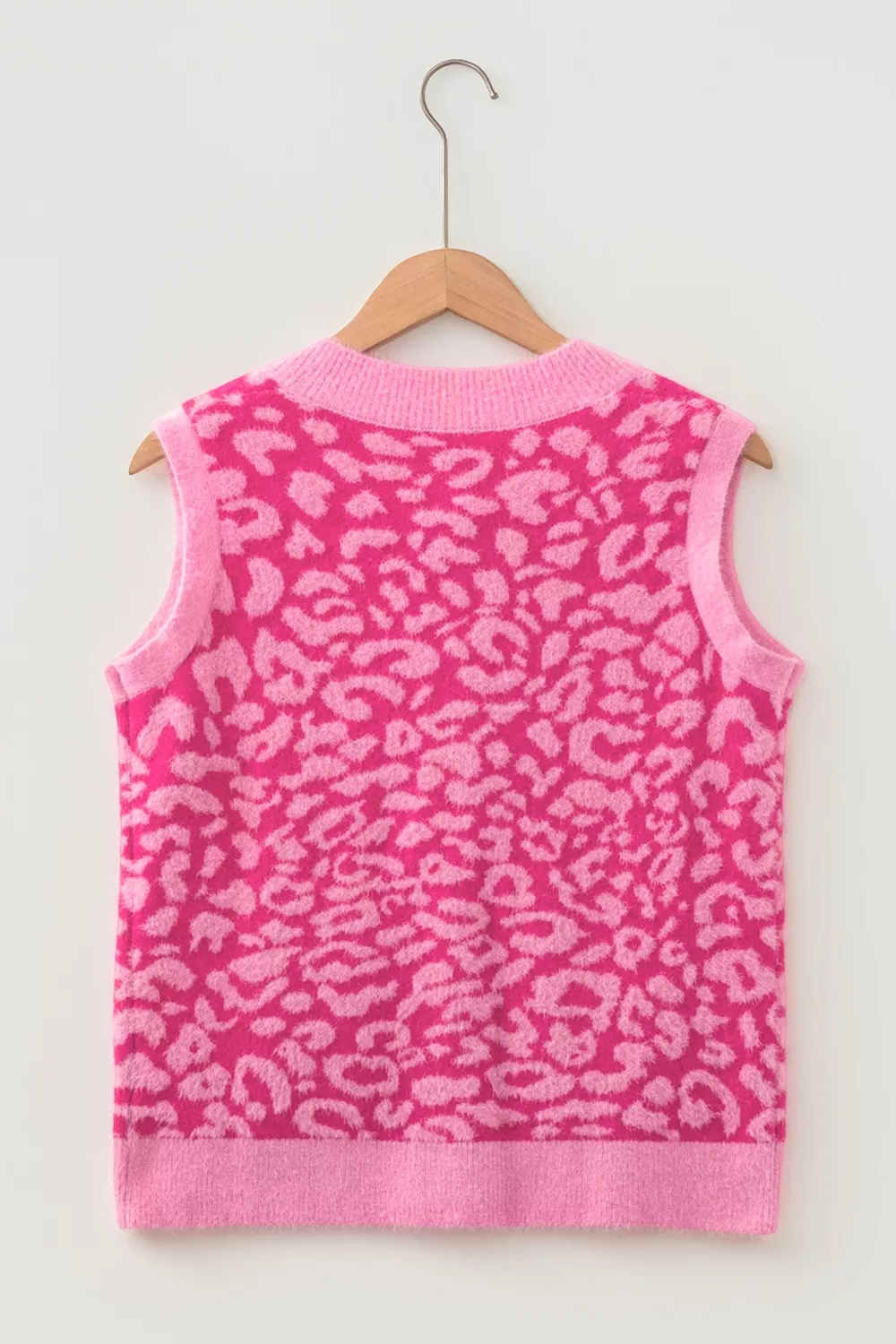 Leopard Button-Down Fuzzy Sweater Vest, image 7