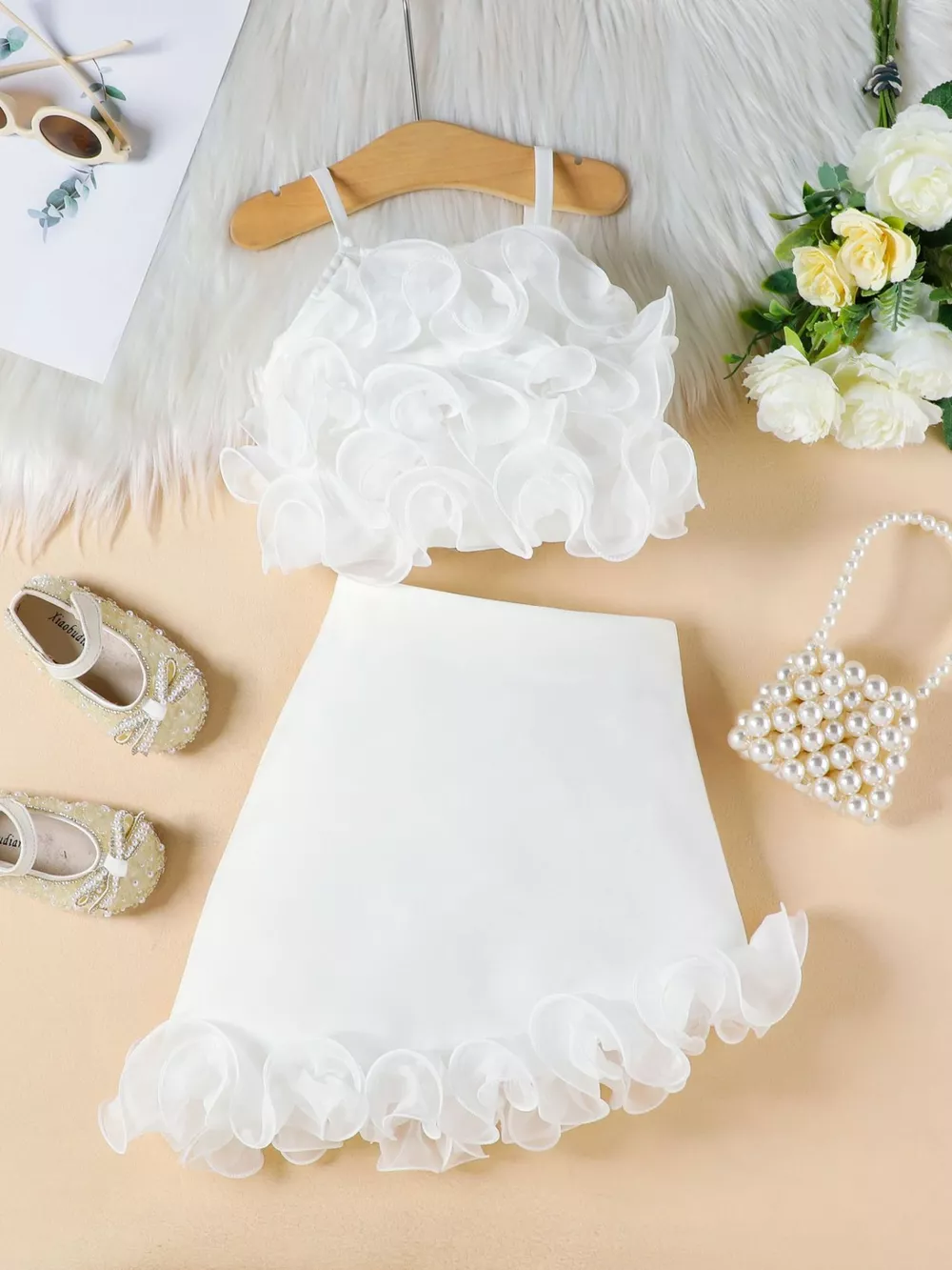 Children's Ruffled Trim Cami Top & Skirt Set, image 3