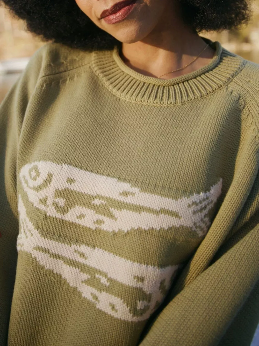 Fish Pattern Crew Neck Sweater, image 13