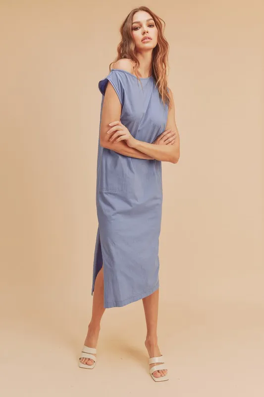 Side Slit Round Neck Sleeveless Midi Dress, image 3