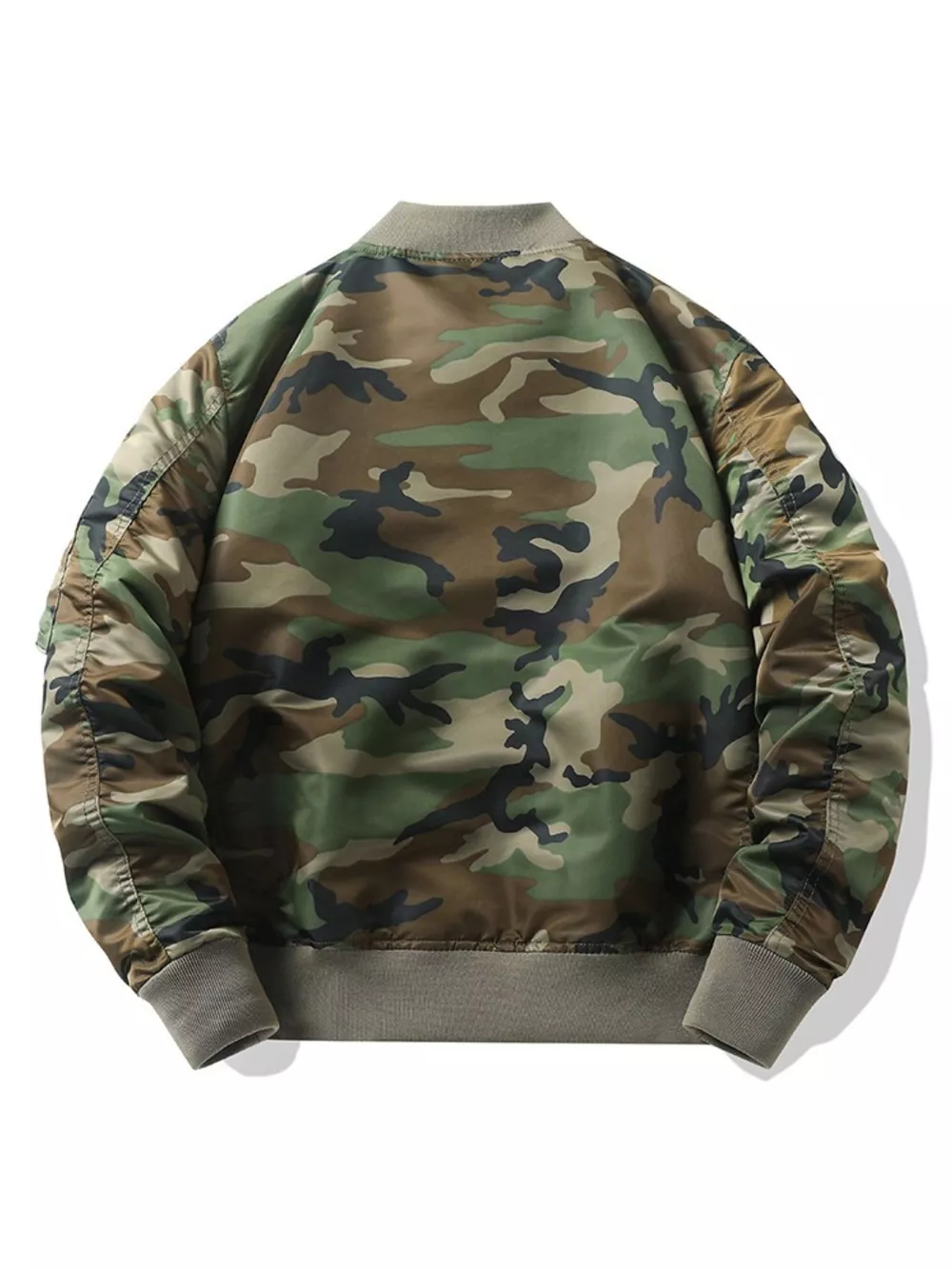 Men's Plus Size Zip Up Camouflage Bomber Jacket, image 2