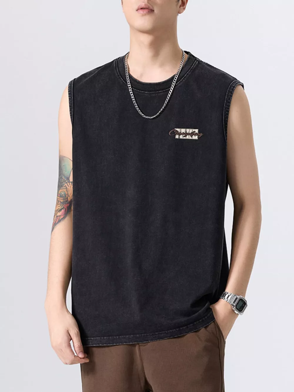 Men's Plus Size Round Neck Tank, image 2