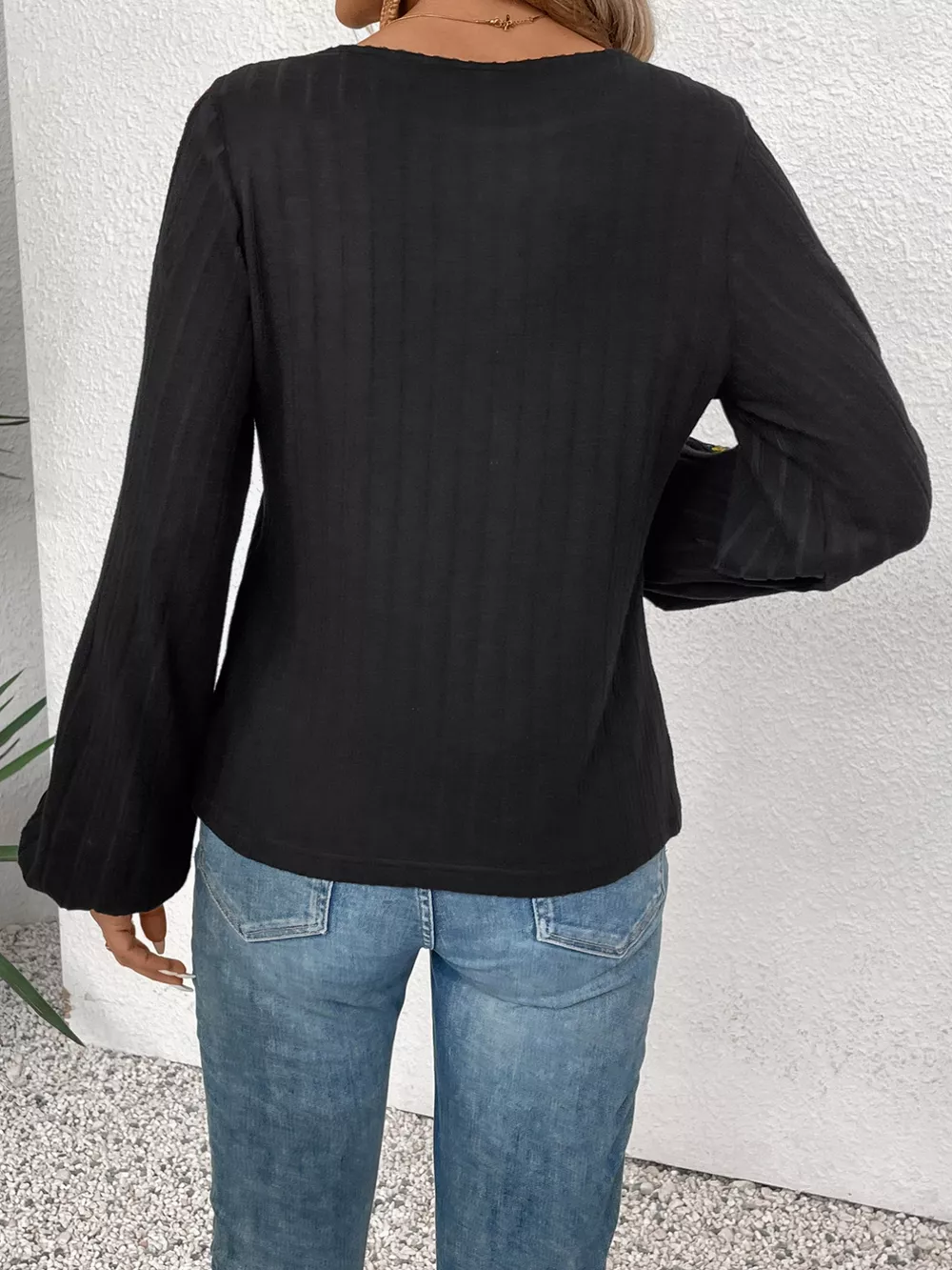 Round Neck Crochet Sleeve Detail Top, image 6