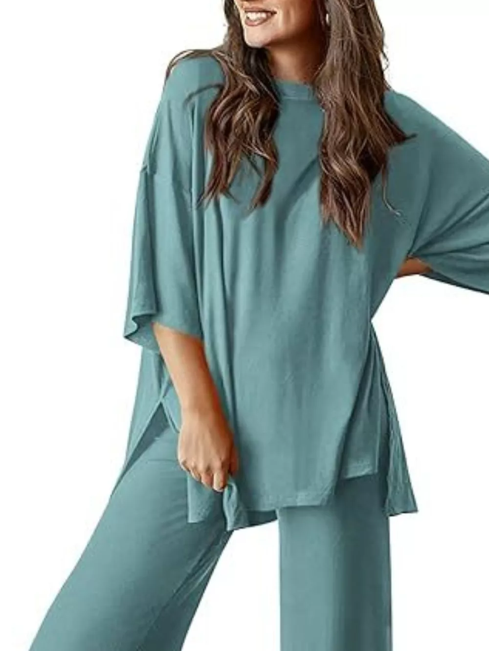 Relaxed Fit Round Neck Top and Pants Two-Piece Set, image 26