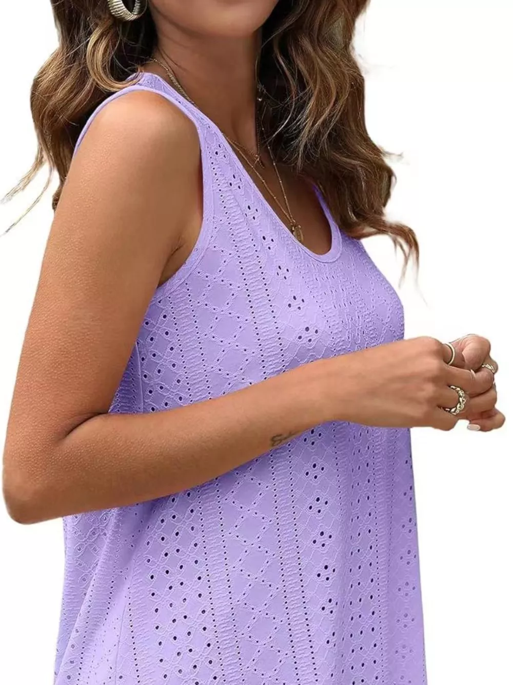 Eyelet Scoop Neck Tank, image 16