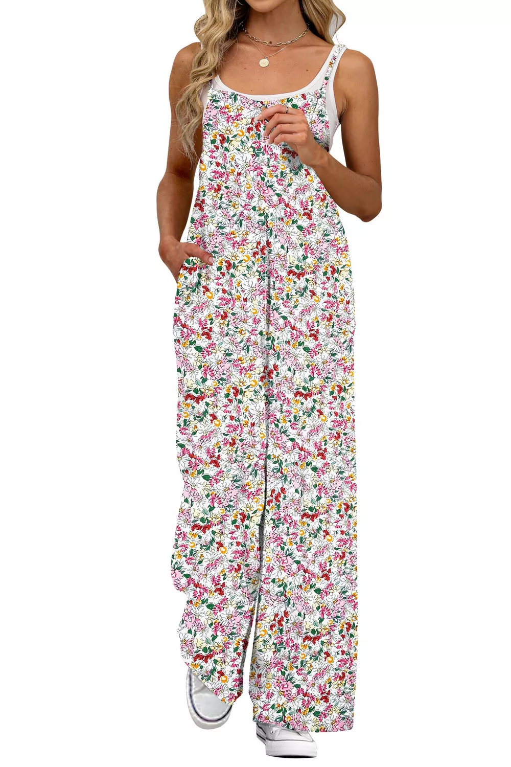 Full Size Floral Print Wide Leg Casual Jumpsuit Plus Size, image 17