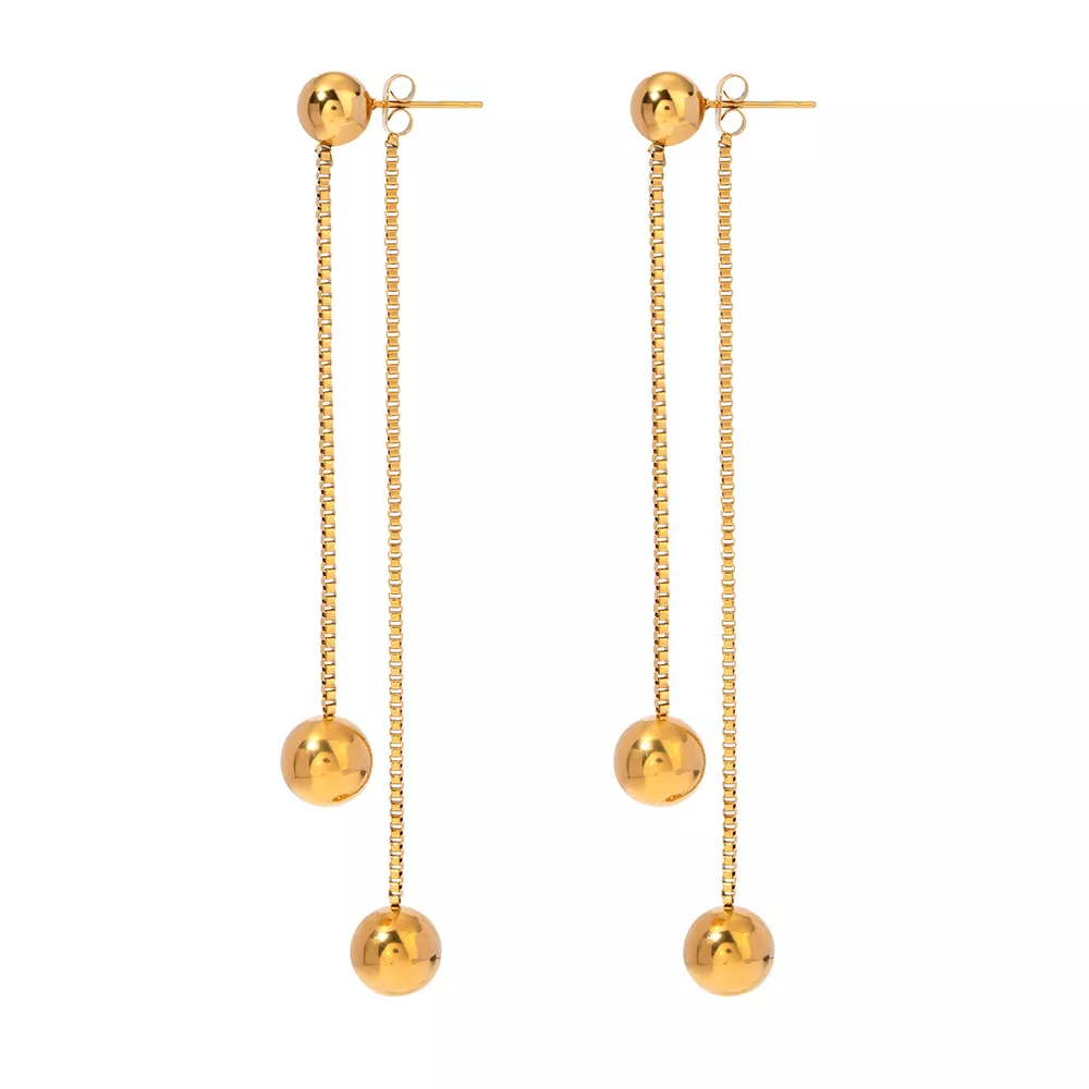 18K Gold-Plated Ball Drop Earrings, image 4