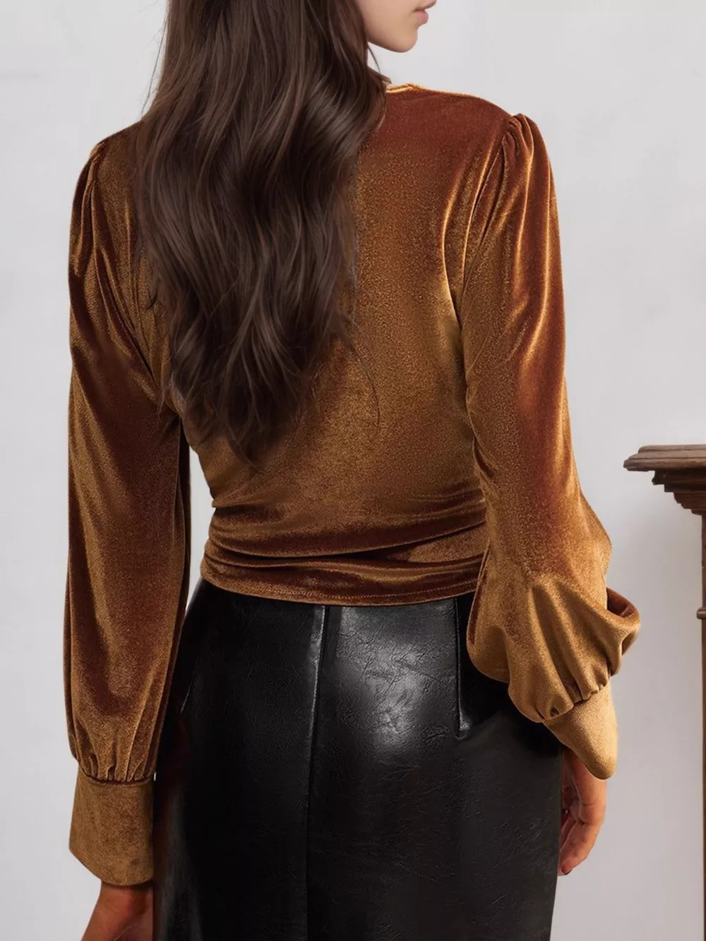 Twisted V-Neck Long Sleeve Blouse, image 4