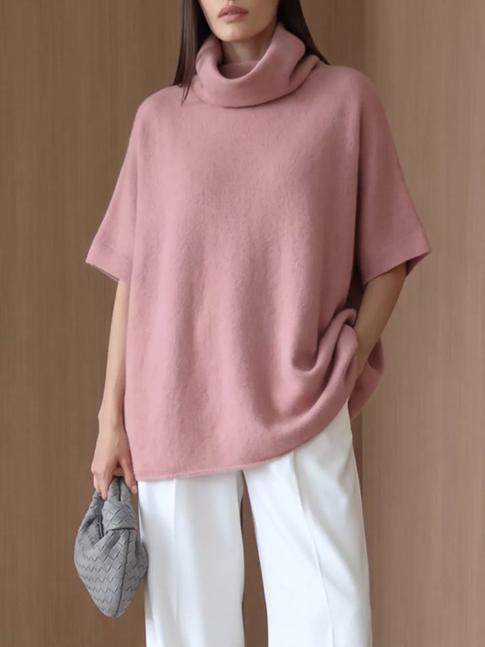 Turtleneck Fuzzy Short Sleeve Sweater, image 23