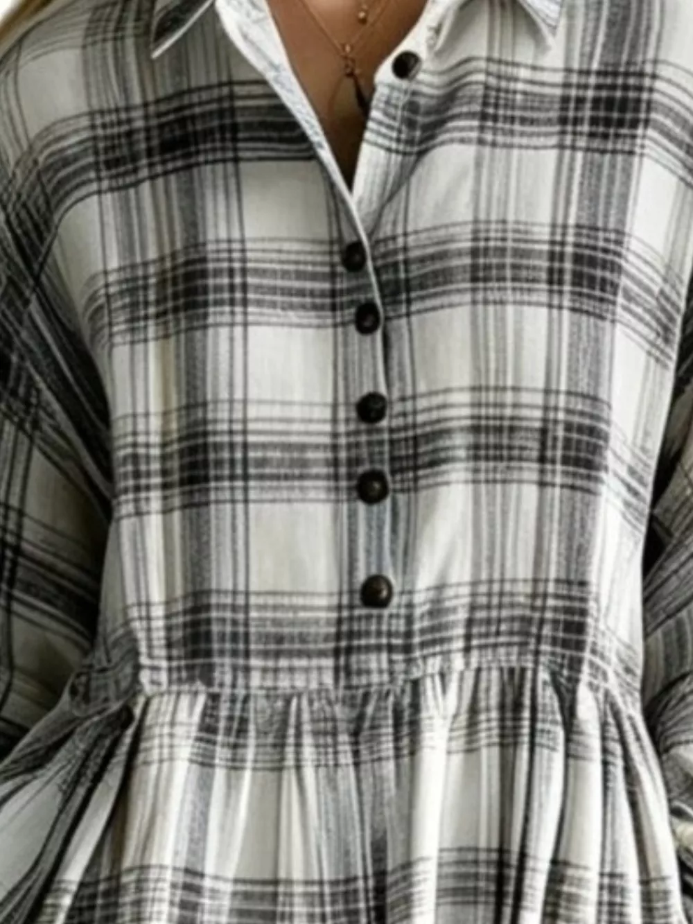 Plaid Button-Down Maxi Shirt Dress, image 4