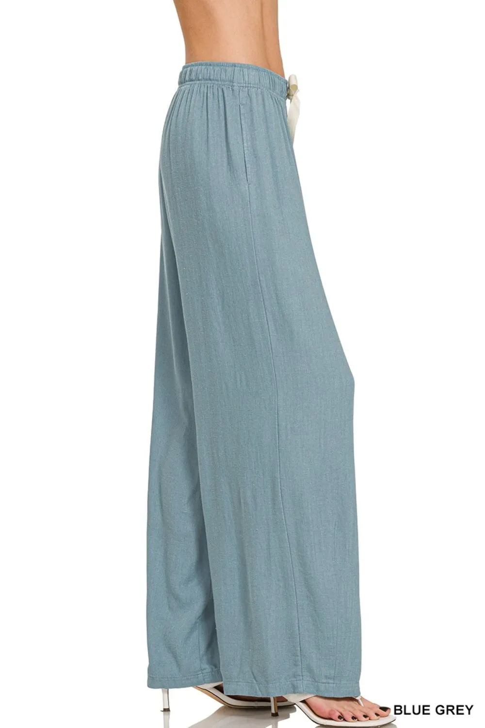 Linen Drawstring Pants, image 3