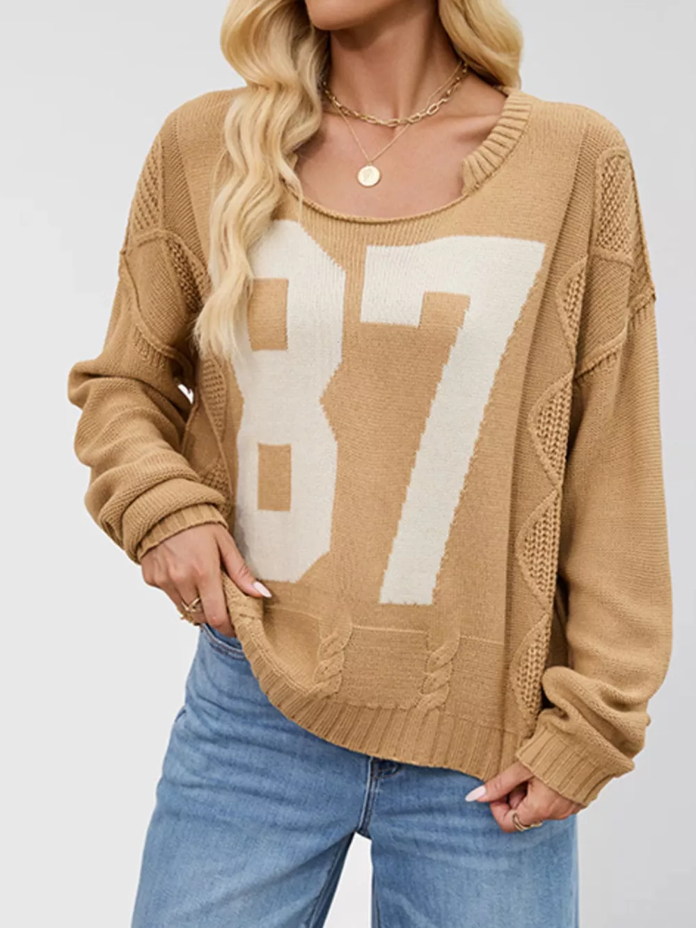 87 Number Cable-Knit Sweater, image 6