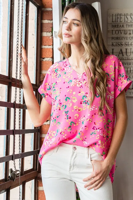 Full Size Animal print V-Neck Short Sleeve T-Shirt Plus Size, image 9