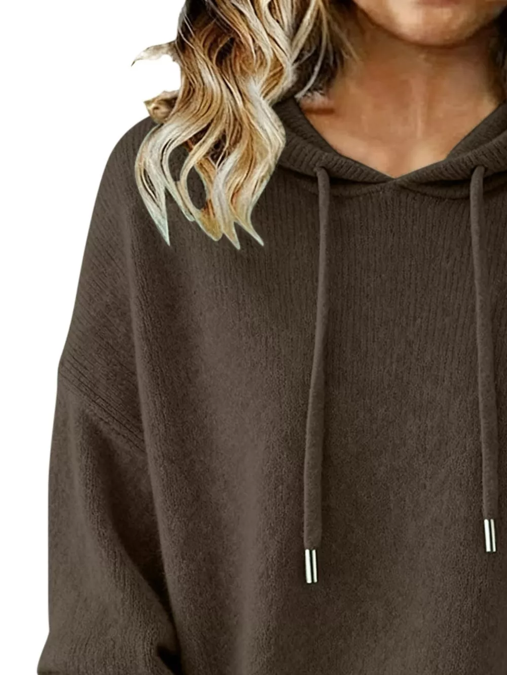 Drawstring Long Sleeve Hooded Sweater, image 8