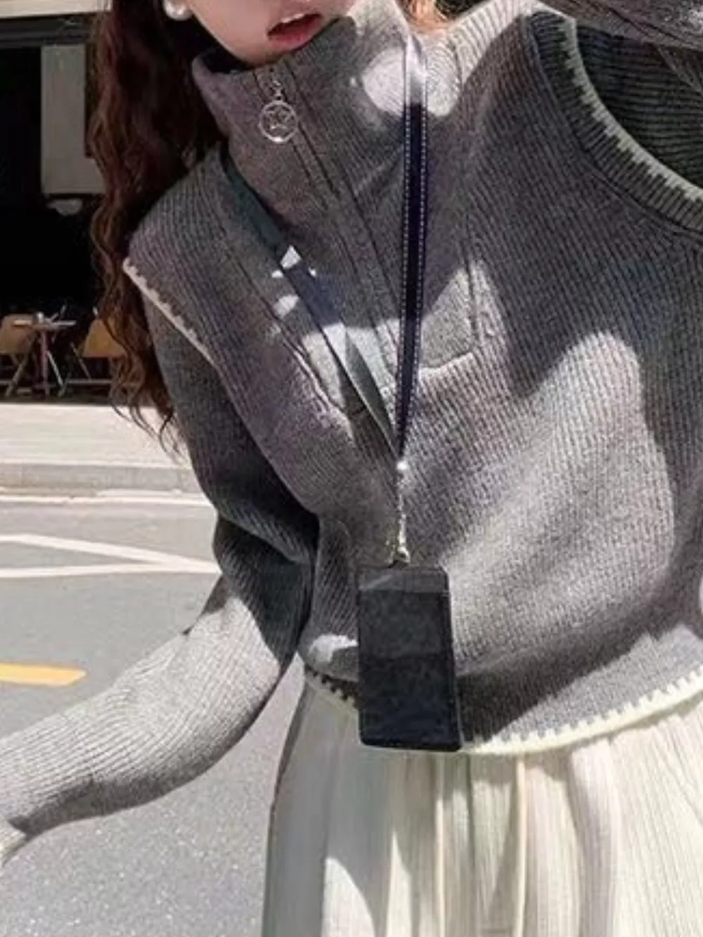 High Neck Half Zip Sweater, image 3