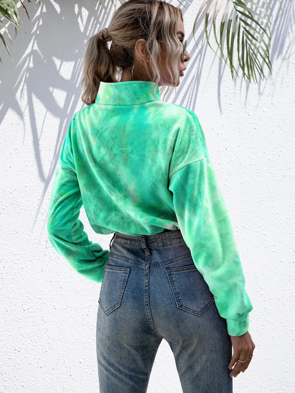 Tie-Dye Quarter Zip Dropped Shoulder Sweatshirt, image 9