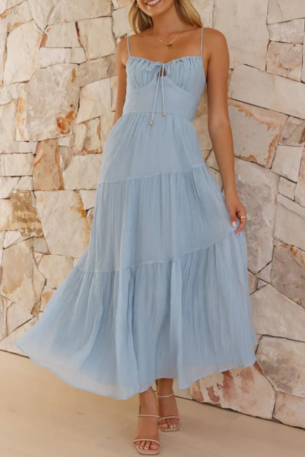 Smocked Back Midi Cami Dress