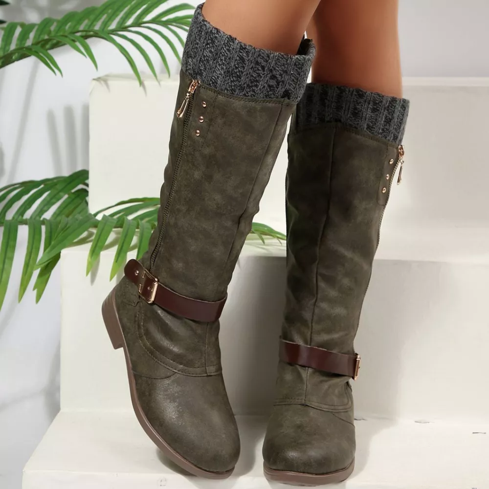 Round Toe Block Heels Boots, image 11