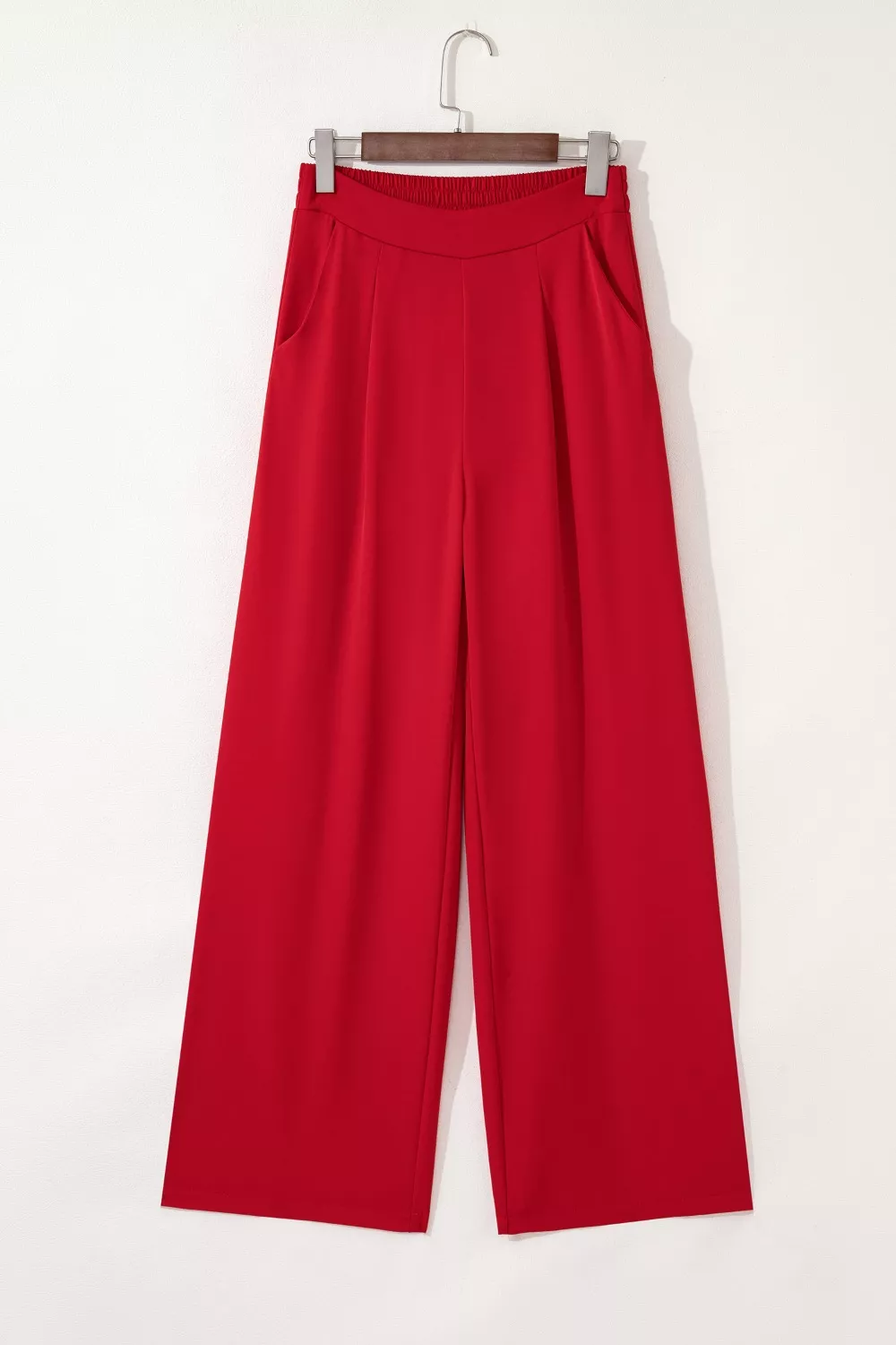 Pleated Detail Pull On High Elastic Waist Loose Straight Pants, image 5