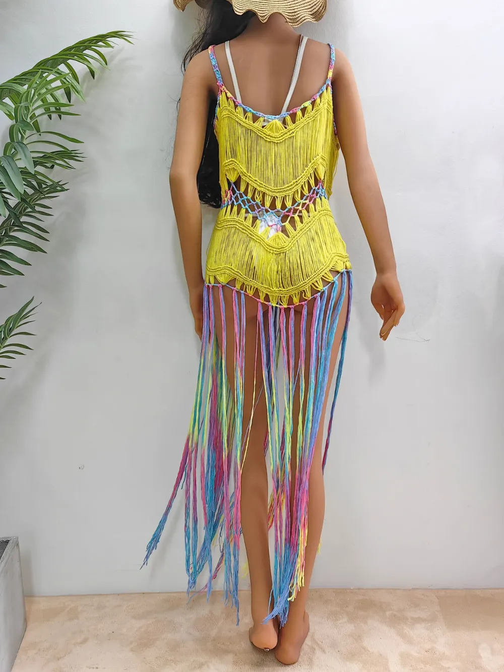 Fringe Scoop Neck Spaghetti Strap Cover-Up, image 4