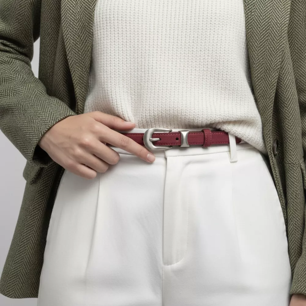 Skinny Belt with Silver Buckle, image 2