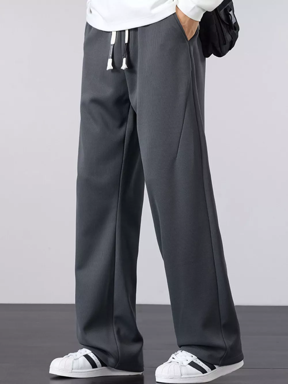 Men's Plus Size Casual Drawstring Wide Leg Pants, image 5
