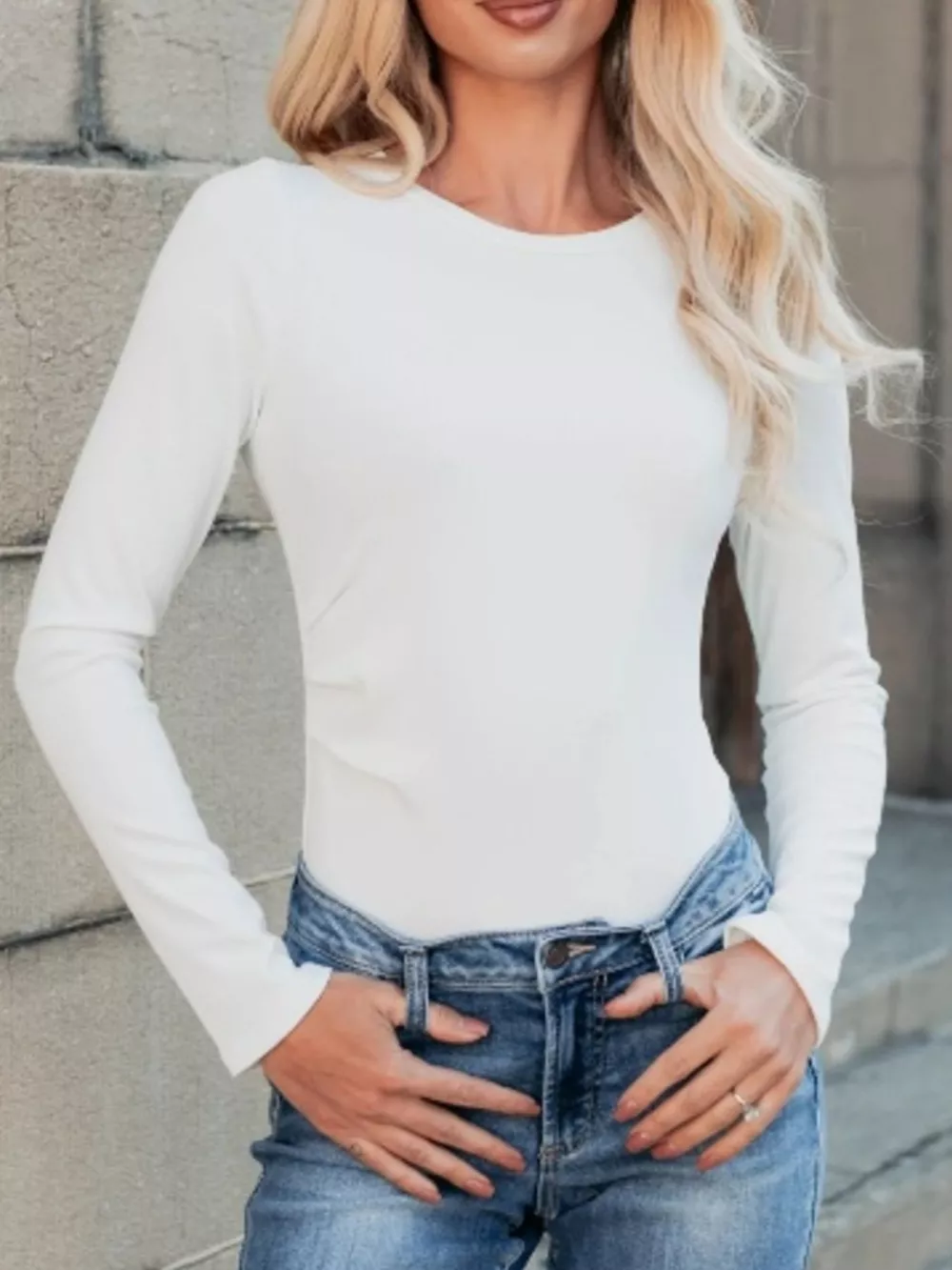 Ribbed Long Sleeve Fitted Bodysuit, image 5