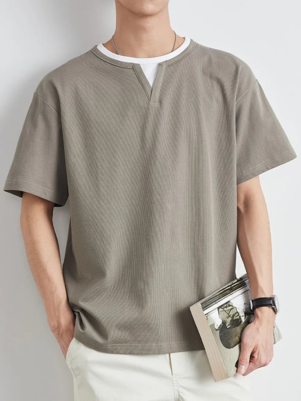 Men's Plus Size Round Neck Short Sleeve T-Shirt, image 2