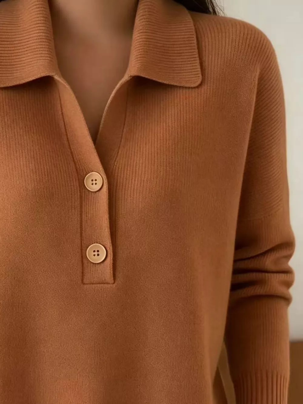 Ribbed Knit Button Detail Sweater, image 9