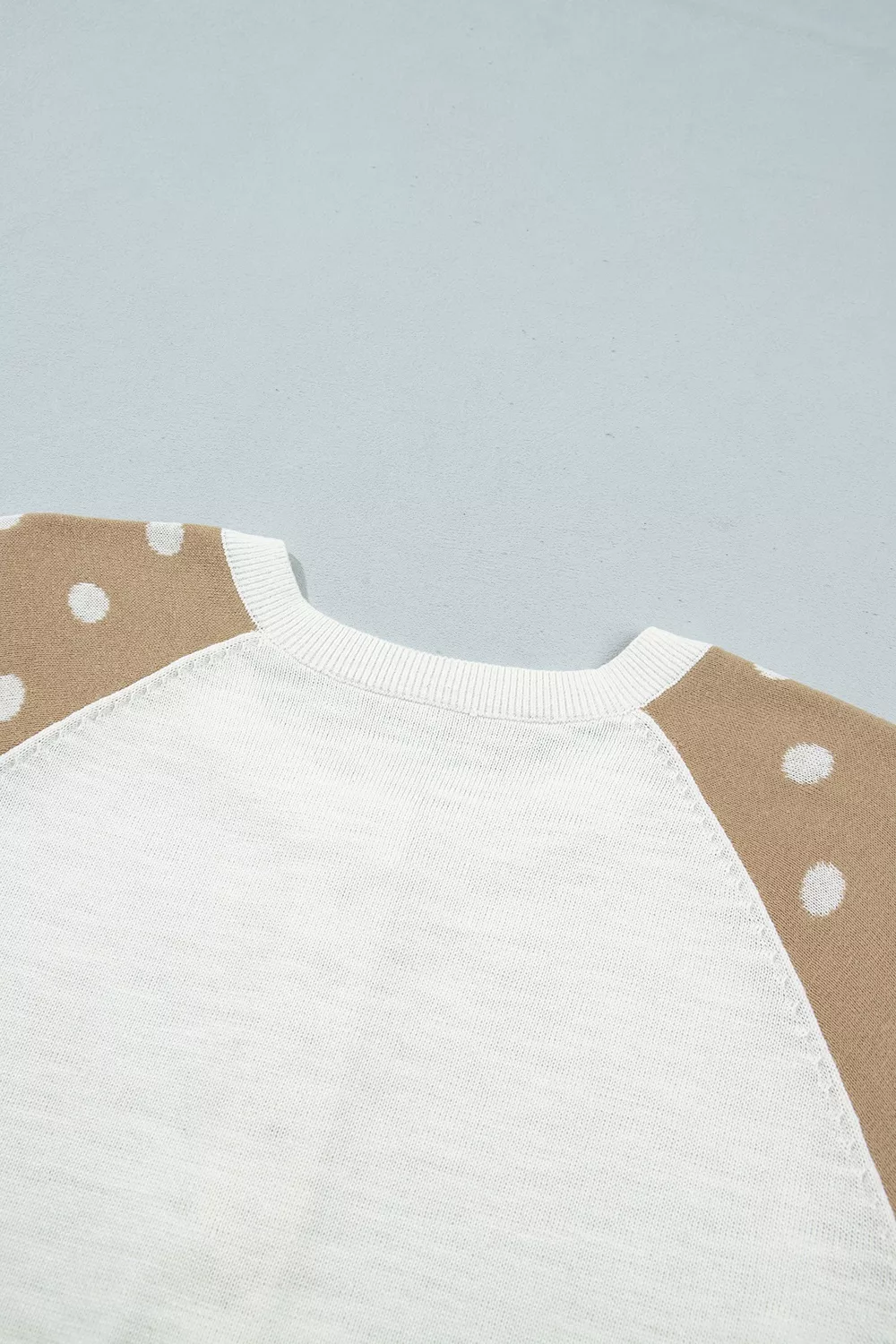 Polka Dot Contrast Long Sleeve Button V Neck Sweater, image 8