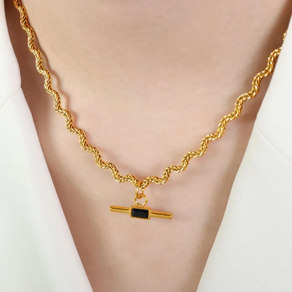 Stainless Steel Glass Cone Shaped Pendant Necklace, image 4