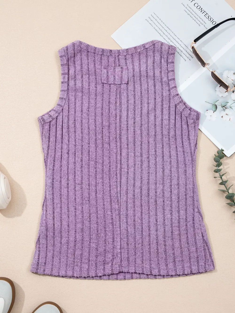 Slim Ribbed Mineral Wash Tank Top, image 4