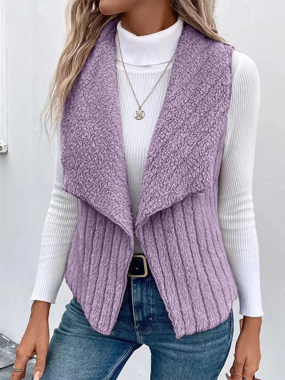 Open Front Fuzzy Vest Coat, image 16