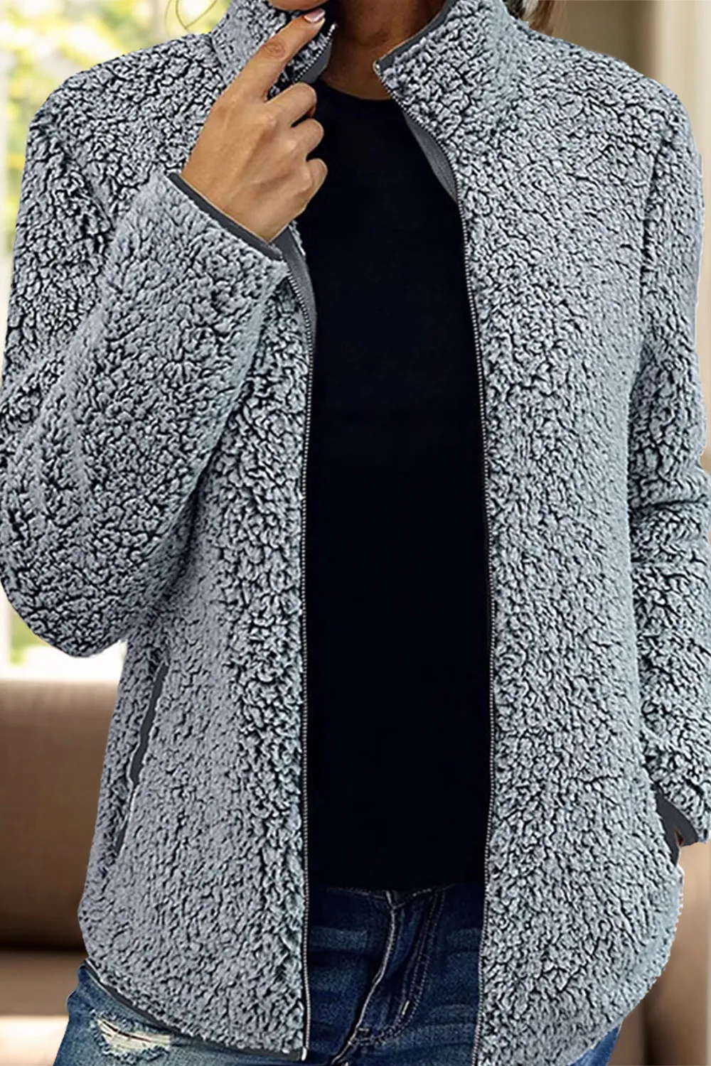 Pocketed Zip Up Turtleneck Jacket, image 11