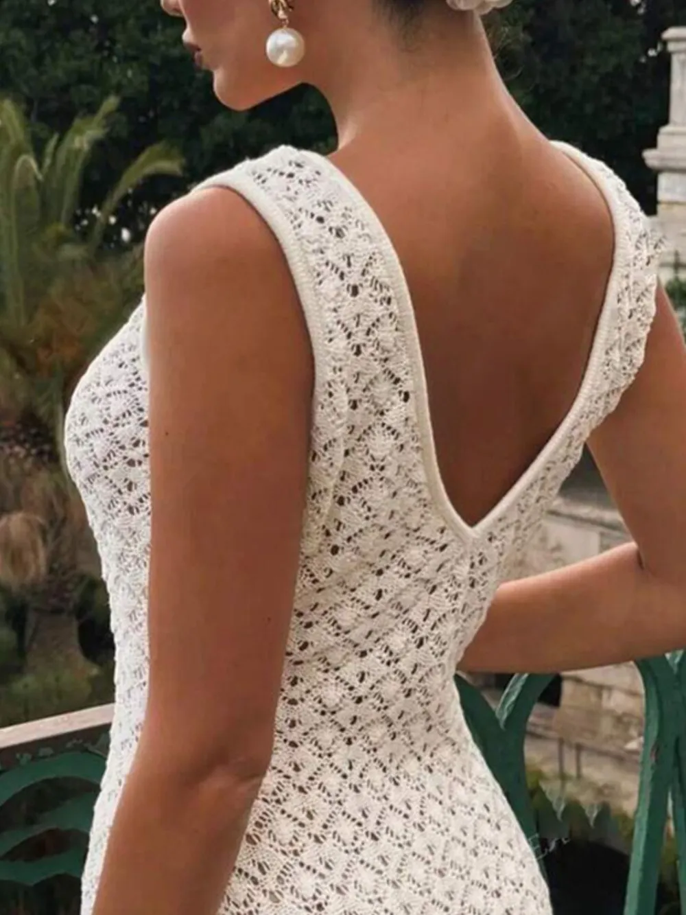 Lace Crochet V-Neck Sleeveless Maxi Dress, image 8