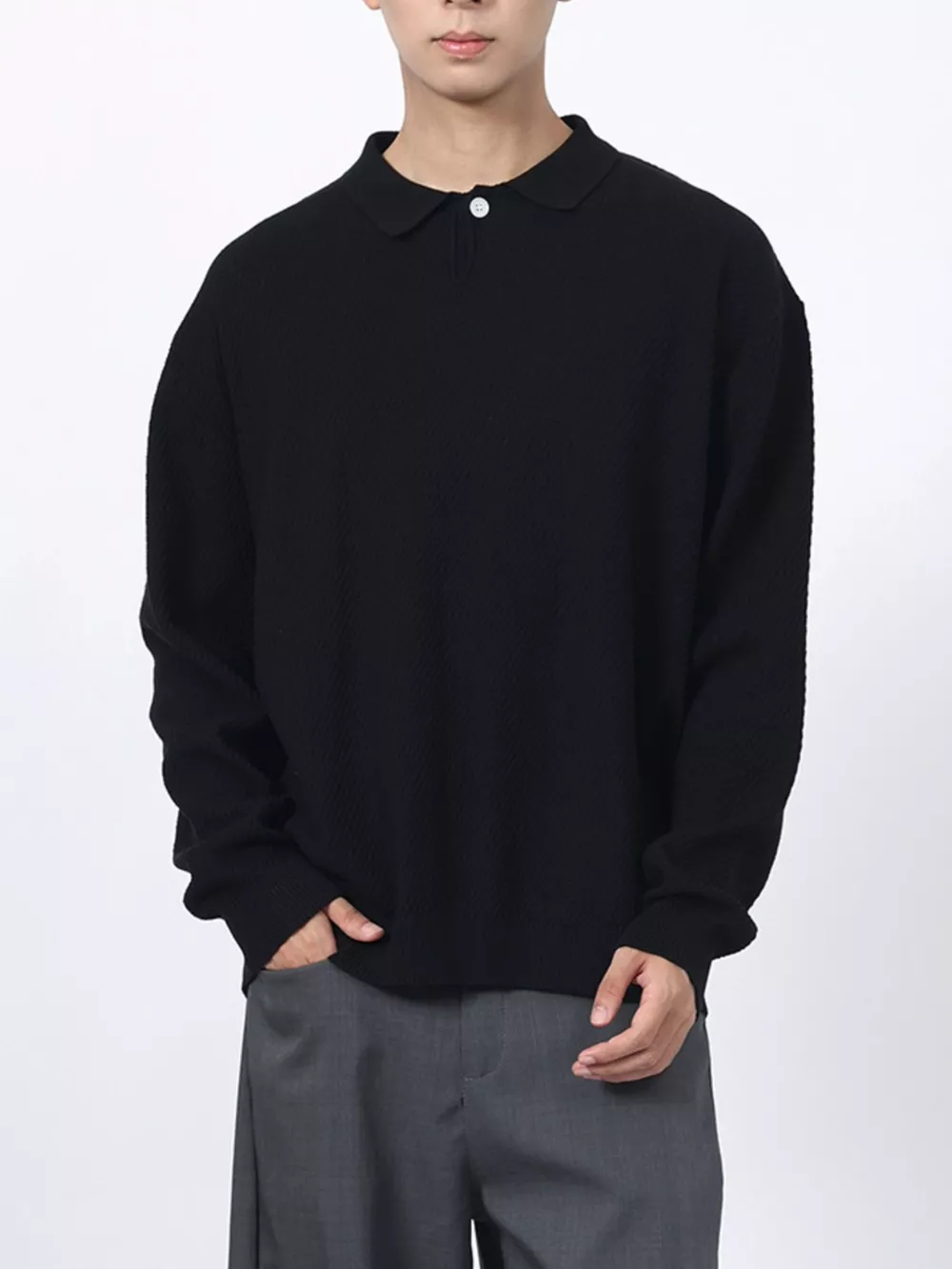 Men's Textured Long Sleeve Knit Top